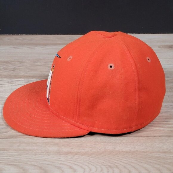 Vintage Miami Marlins New Era 59FIFTY Hat Cap Fitted Mens 7 Orange MLB Baseball - Picture 5 of 11